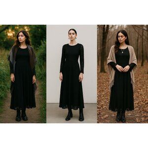 NWT Friful Women Black Lace Midi Dress S Witchy Whimsygoth Romantic Witchcore